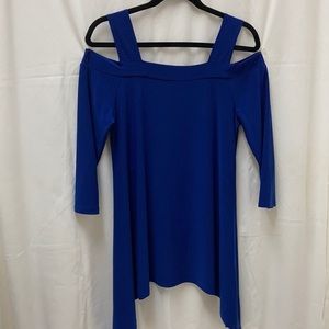 Clara Sun Woo Blue Cold Shoulder Tunic top